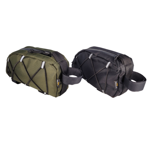 on the road bags bike packing bicycle bags gravel canada usa gas tank pocket black and olive
