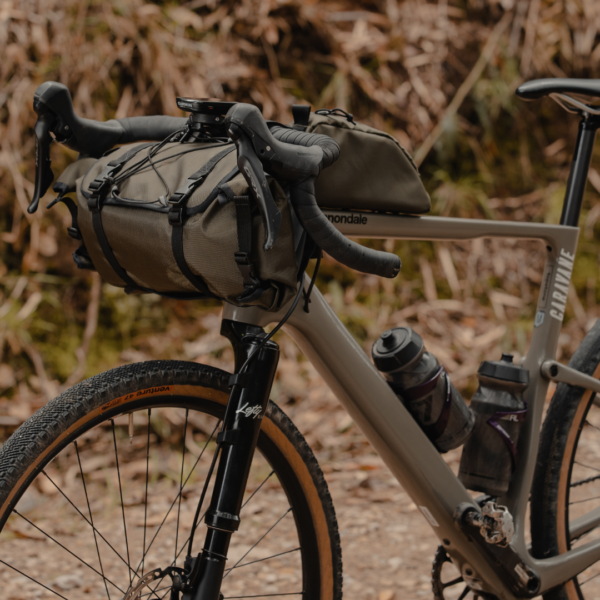 on the road bags bikepacking bicycle bags gravel canada usa frame bag cycling outdoor green camping cellphone holder hands free dry bag Explorer Harness carry 3